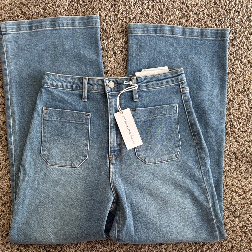 Just Black Raley Blue Patch Pocket Wide Leg Jeans